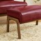 Mid-century Modern Leatherette Accent Stool with Walnut Rubberwood Legs